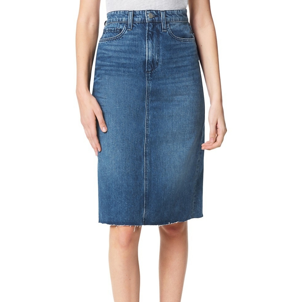 Joe's Jeans Blue Denim A-Line Midi Skirt